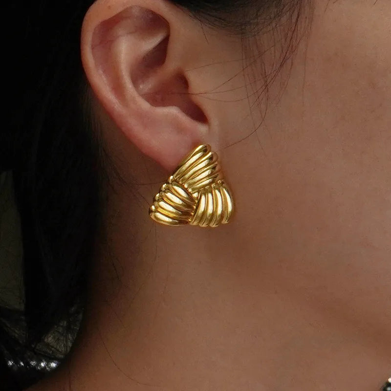 Triangle Stud Earrings - 18k Gold Plated