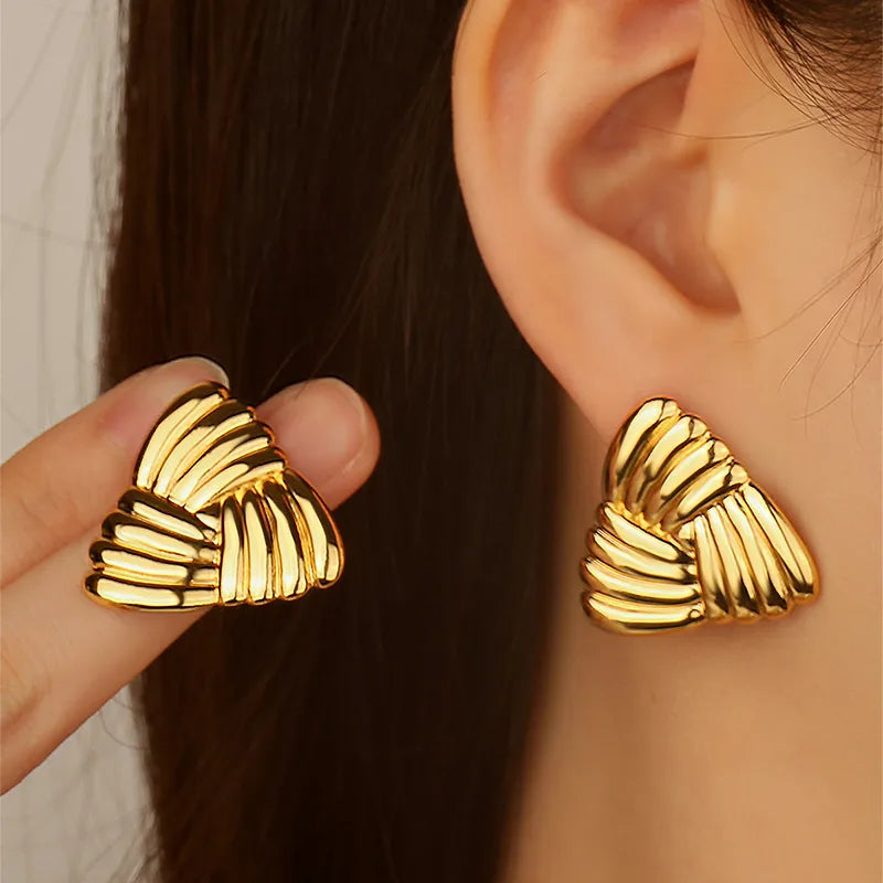 Triangle Stud Earrings - 18k Gold Plated