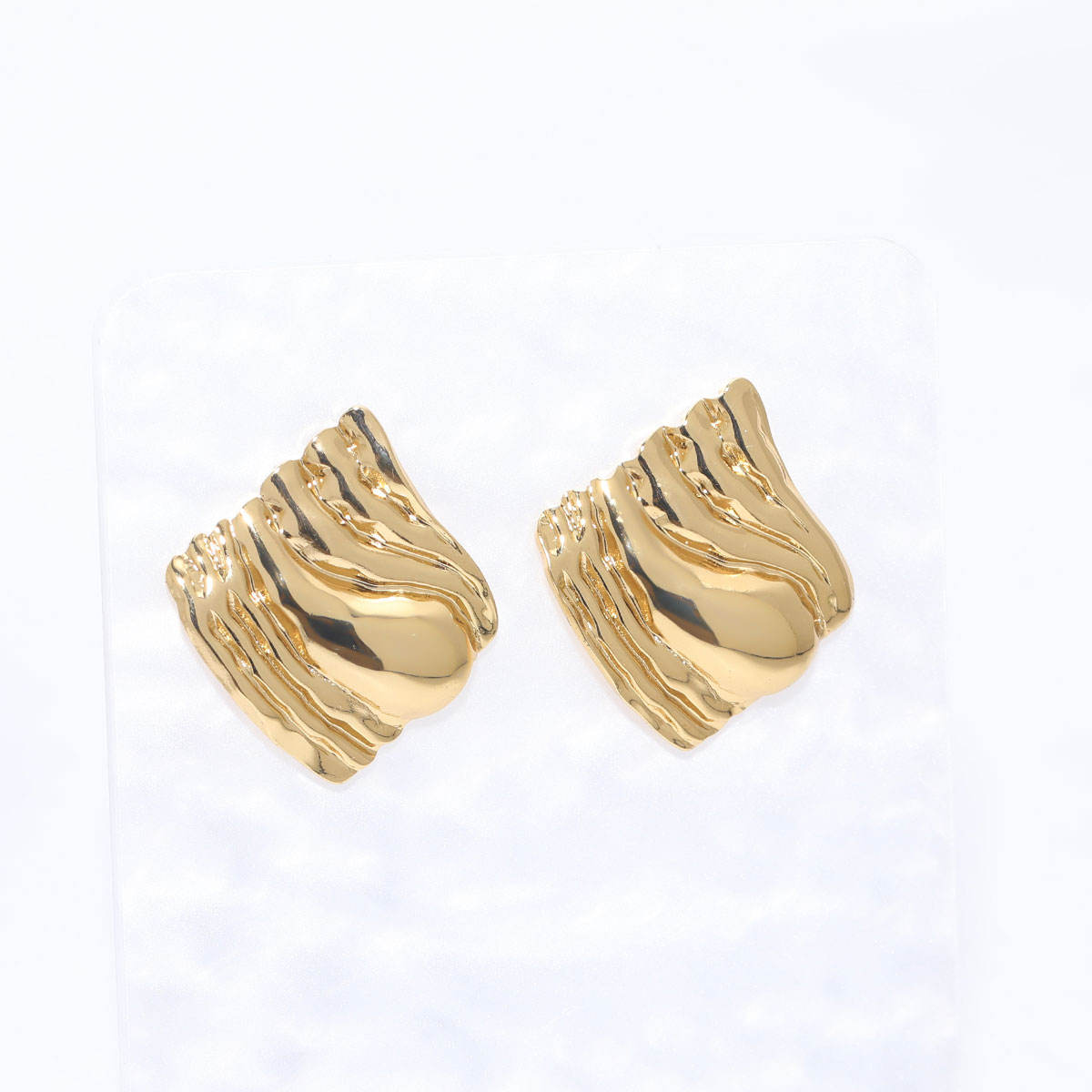 Wave Textured Stud Earrings - 18k Gold Plated
