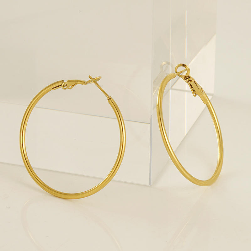Classic Round 30mm Hoop Earrings - 18k Gold Plated