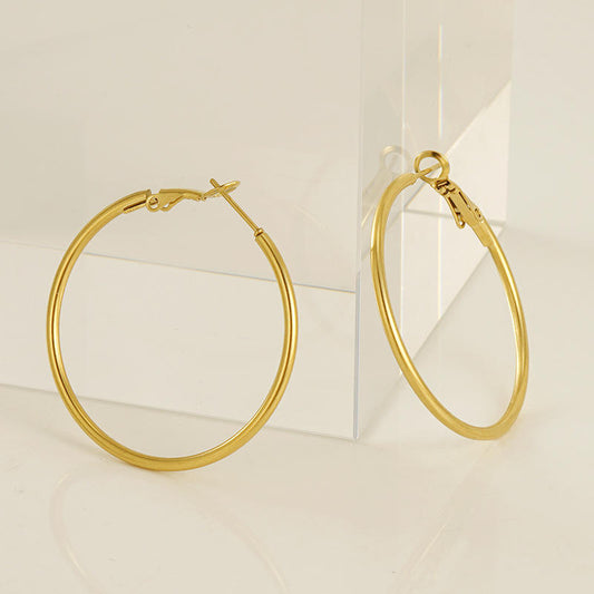 Classic Round 30mm Hoop Earrings - 18k Gold Plated