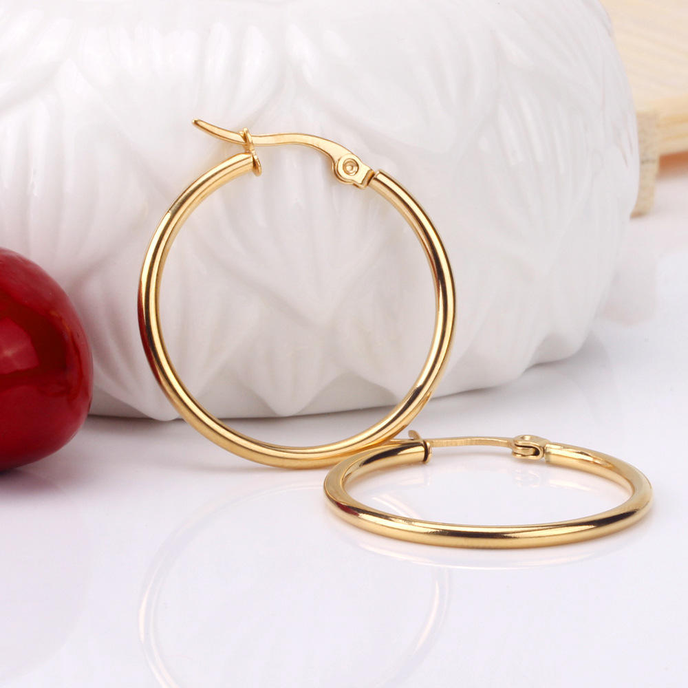 Classic Round 30mm Hoop Earrings - 18k Gold Plated
