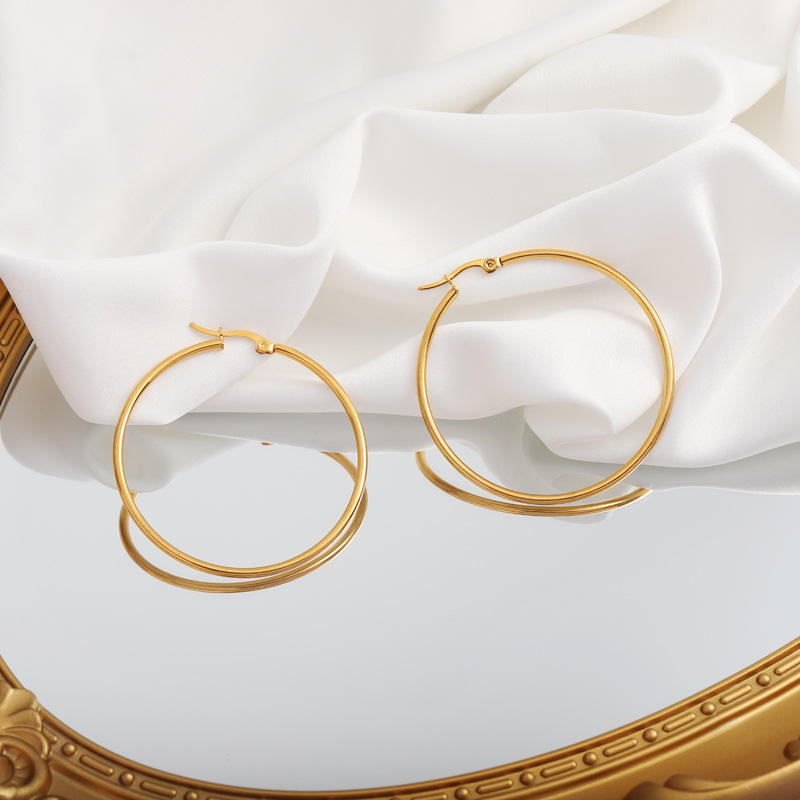 Classic Round 30mm Hoop Earrings - 18k Gold Plated