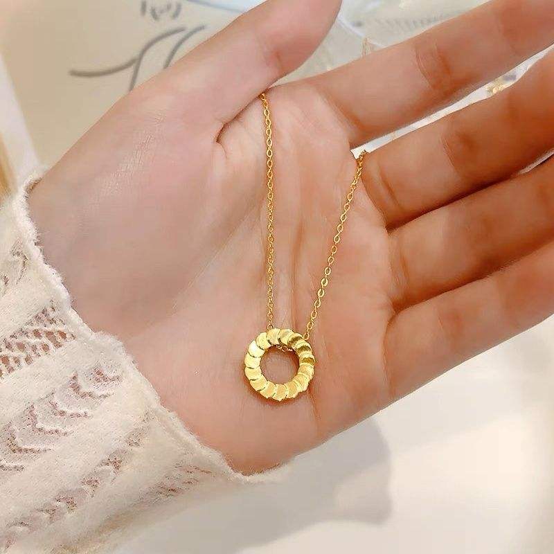 Minimal Ring Pendant Necklace - 18k Gold Plated