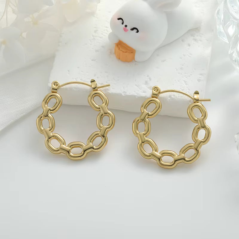 O Chain Hoop Earrings - 18K Gold Plated