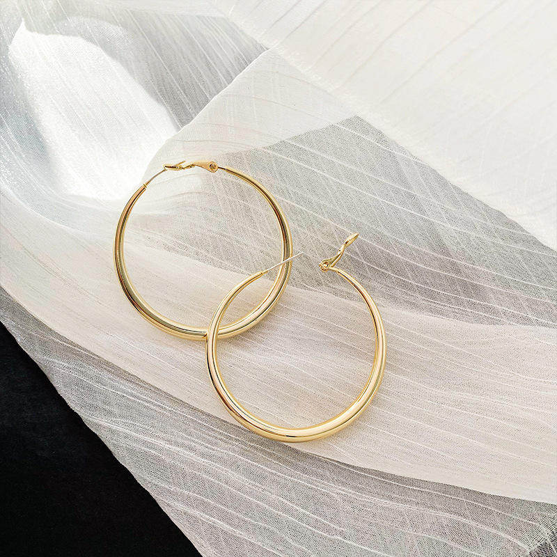 Classic Round 30mm Hoop Earrings - 18k Gold Plated