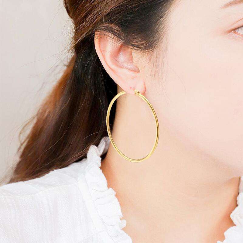 Classic Round 30mm Hoop Earrings - 18k Gold Plated