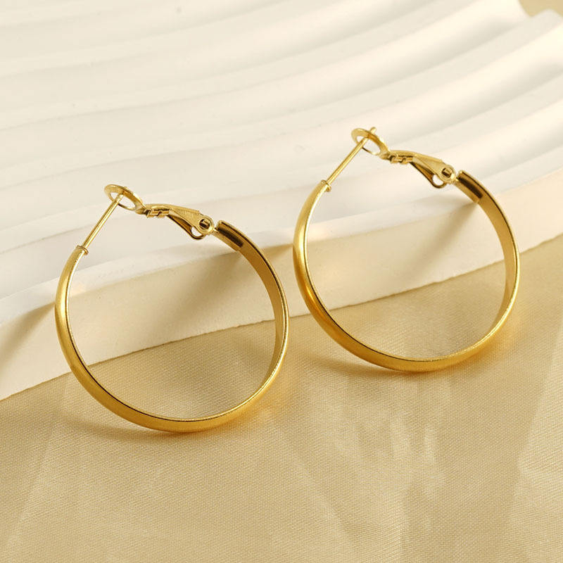 Classic Round 30mm Hoop Earrings - 18k Gold Plated