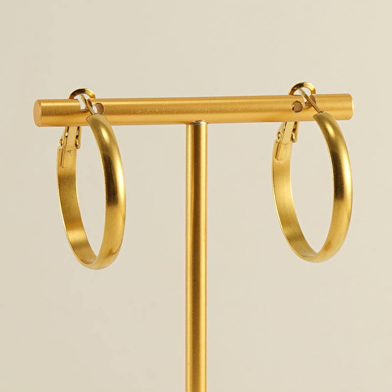 Classic Round 30mm Hoop Earrings - 18k Gold Plated