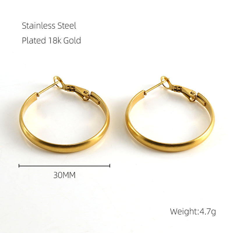 Classic Round 30mm Hoop Earrings - 18k Gold Plated