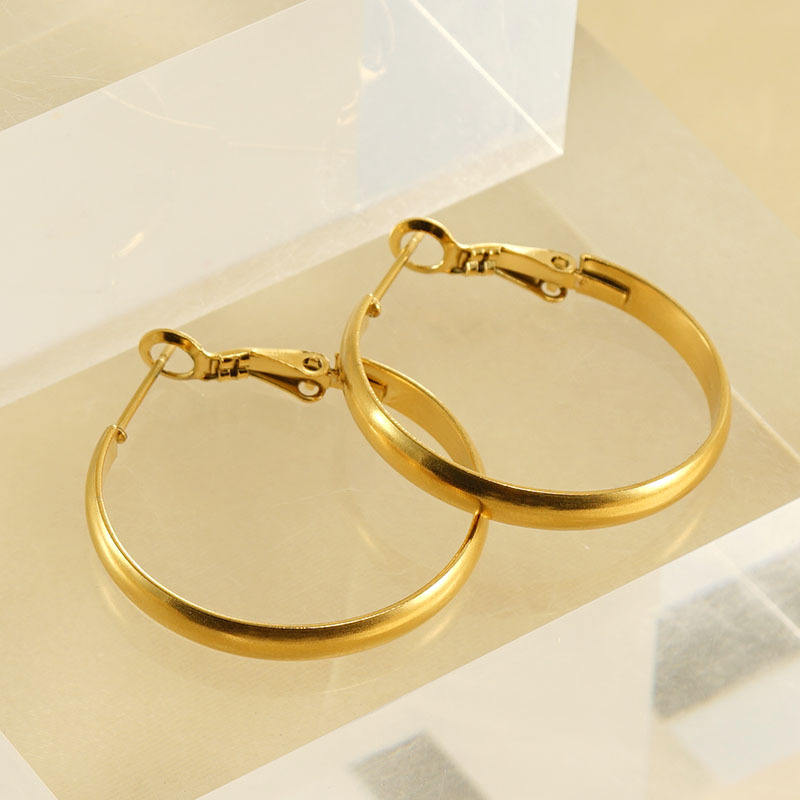 Classic Round 30mm Hoop Earrings - 18k Gold Plated