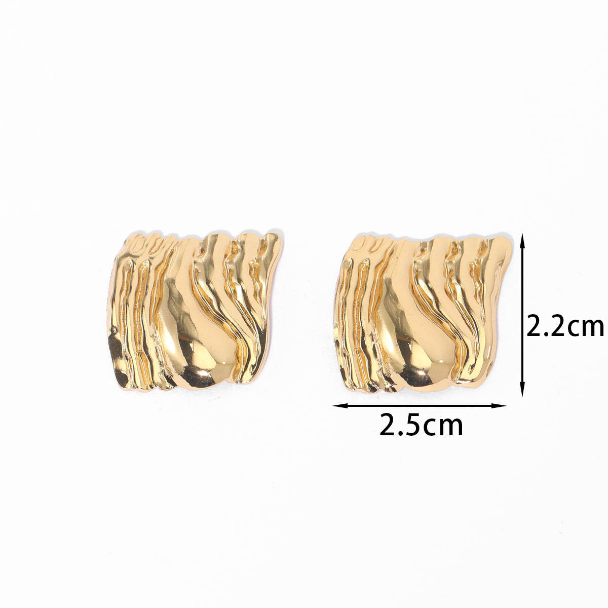 Wave Textured Stud Earrings - 18k Gold Plated