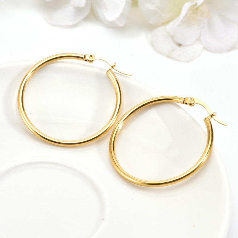 Classic Round 30mm Hoop Earrings - 18k Gold Plated
