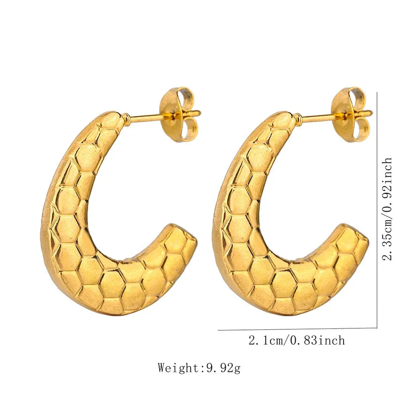 Hive Textured Hoop Earrings - 18k Gold Plated