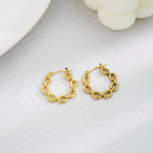 O Chain Hoop Earrings - 18K Gold Plated