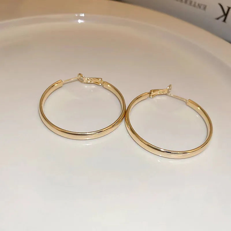 Classic Round 30mm Hoop Earrings - 18k Gold Plated