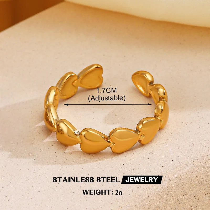 Heart Adjustable Rings - 18k Gold Plated